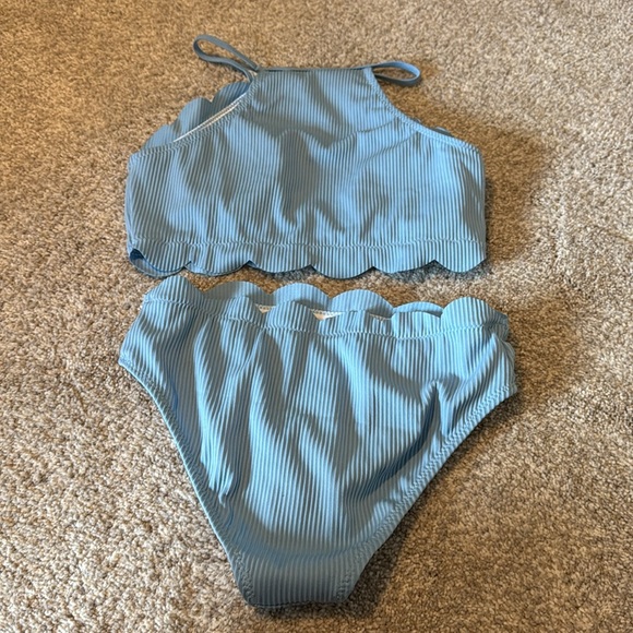 Blue Ribbed Bikini Set - Picture 4 of 6